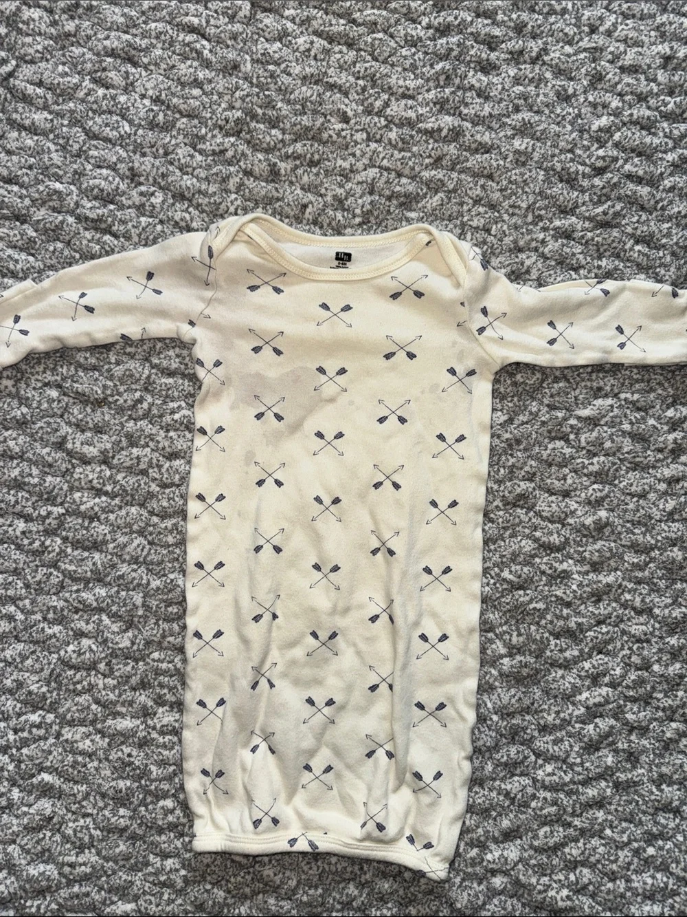 Unbranded Cream Knit Baby Nightgown with Navy Oar Print
